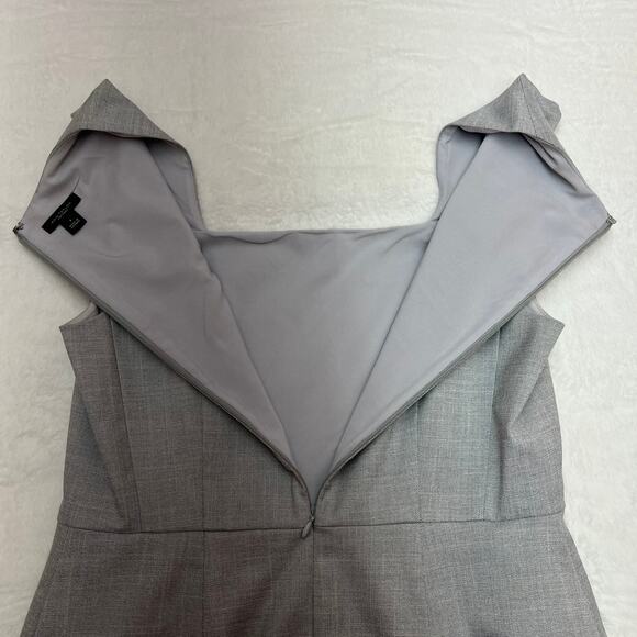 Ann Taylor Factory Light Gray Square Neck Tank Dress Sz L Knee Length Back Zip - Picture 9 of 9